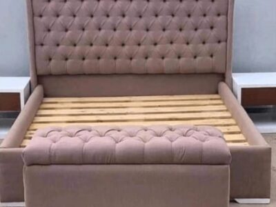 Velvet-like Fabric Bed - Sikam Furniture Nairobi